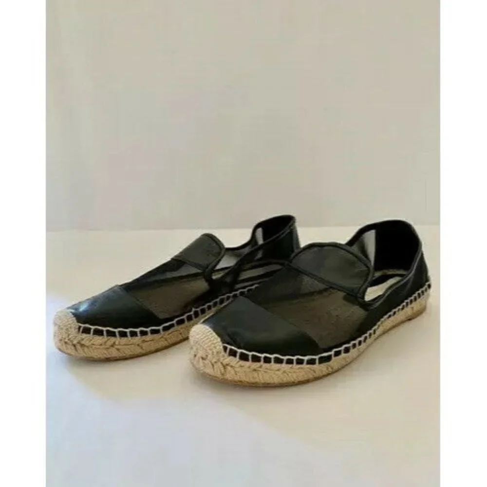 Stella McCartney Black Leather & Mesh Espadrilles Sz 40 US 9.5